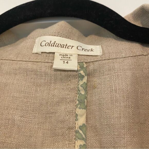 Coldwater Creek size 14 100% Linen Neutral Coastal Lightweight Blazer - Picture 3 of 9